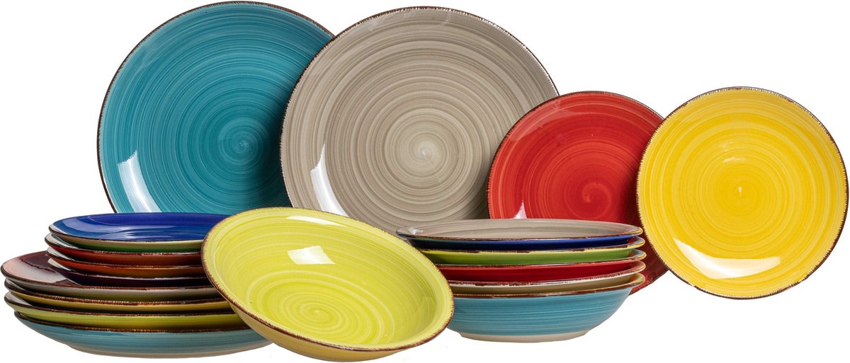 Studio Tavola Serviesset Malaga - 18-delig / 6 personen - 6 dinerborden, 6 diepe borden en 6 ontbijtborden