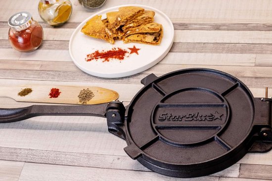 6.5 Inch Tortilla Pers, voorverwarmde Tortilla Maker Gietijzeren Tortilla Pers Non-Stick Tortilla Pie Maker Meel Maïs Pers Keuken Tool om Indiase stijl Chapati, Tortilla, Roti te maken