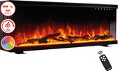 KAMINIO Elektrische haard LEA - Elektrische 3-in-1 haard met panoramaweergave, verwarming, 3D-vlameffect, 12 vlamkleuren, afstandsbediening - 36 inch