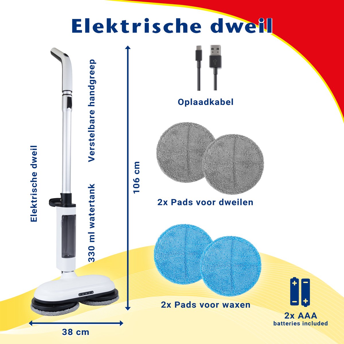 Elektrische Dweil 65W Draadloos - Nat & Droog - Dweilsysteem Elektrisch - Dweilrobot - Vloerwisser Badkamer - Vloerreiniger - Vloertrekker - Dweilapparaat - Dweilsysteem - CleanRite – foto 6