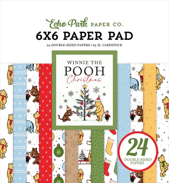 Echo Park - Bloc de papier de Noël Winnie l'ourson 6 x 6 pouces (WPC386023)