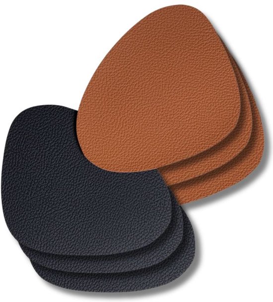 Sous- Sous-verres Jay Hill Cuir Zwart Cognac Bio 12,5 x 11 cm - 6 pièces