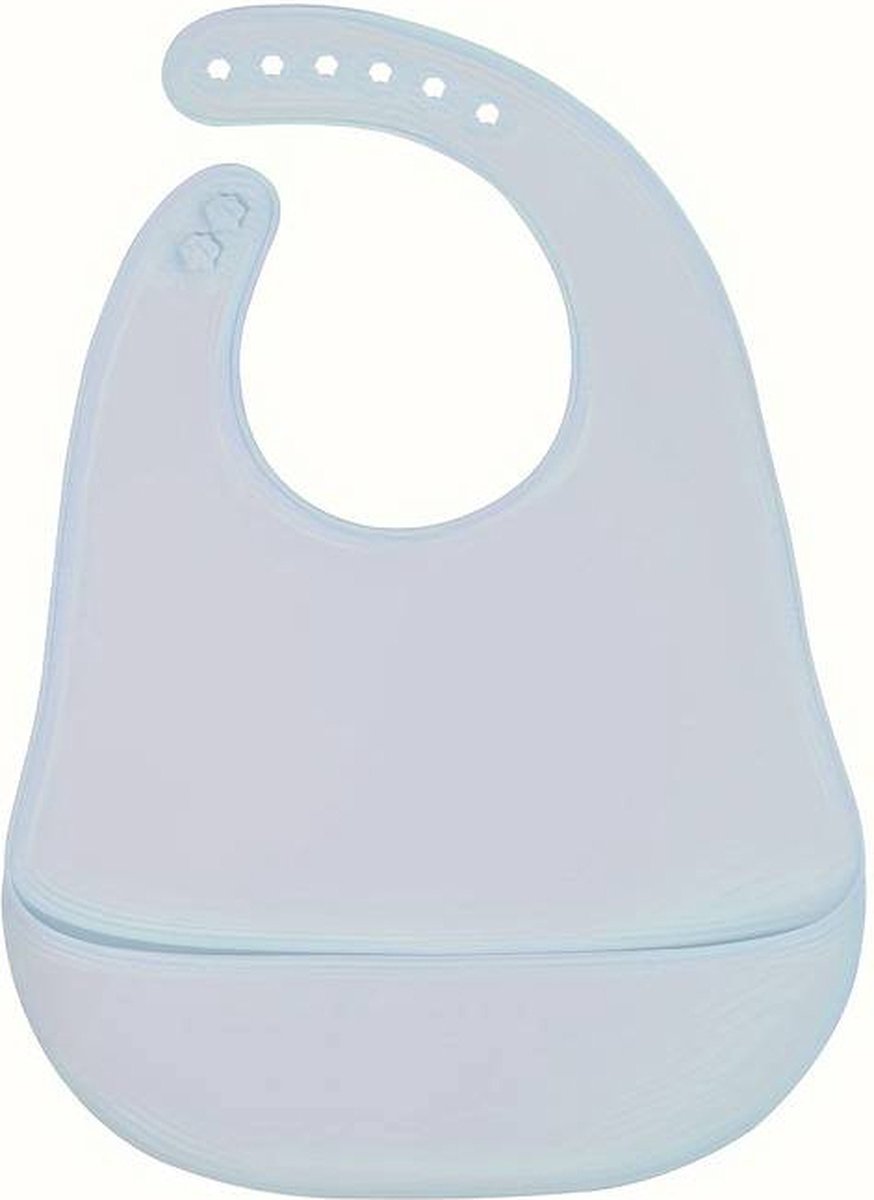 Goedkoopste Siliconen Slabbetje - Verstelbaar en Waterdicht met Opvangzakje voor Etensresten - Makkelijk Schoon te Maken - Zacht en Duurzaam - Baby Peuter Slabber - 6 Gaten Verstelbaar - Lichtblauw