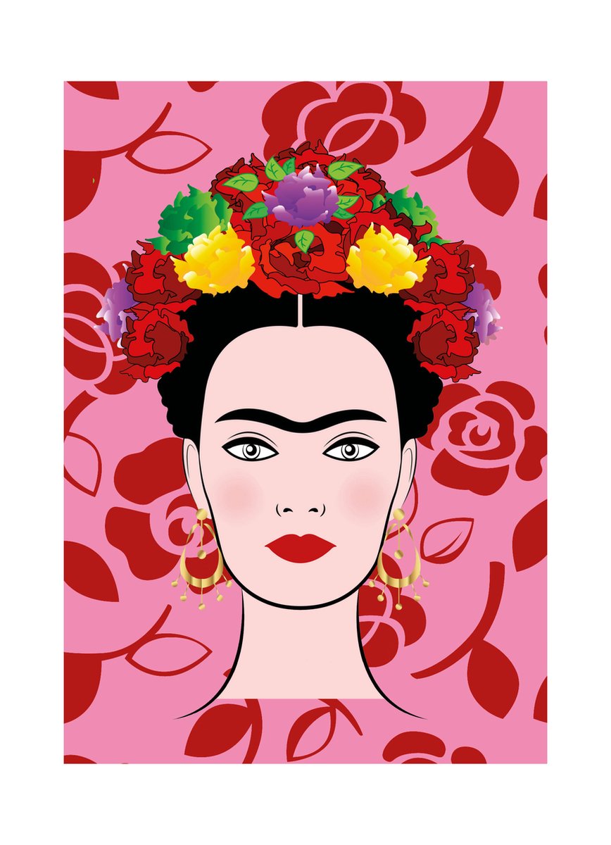 HappyBook - Planner - Workflow planner - Frida Kahlo - Weekplanner - Gebonden - Hardcover - Roze - Rood - Roosjes - Succes - Doelen Behalen - Structuur - Zakeijke planner - Dagelijkse doelen - Weken - Business planner - Affirmaties - Kansen - Ideeën