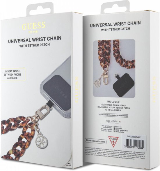 GUESS GUOUCNMG4EK UNIVERSAL CBDY CORD BLACK BELT/BLACK NYLON 4G METAL CHARM