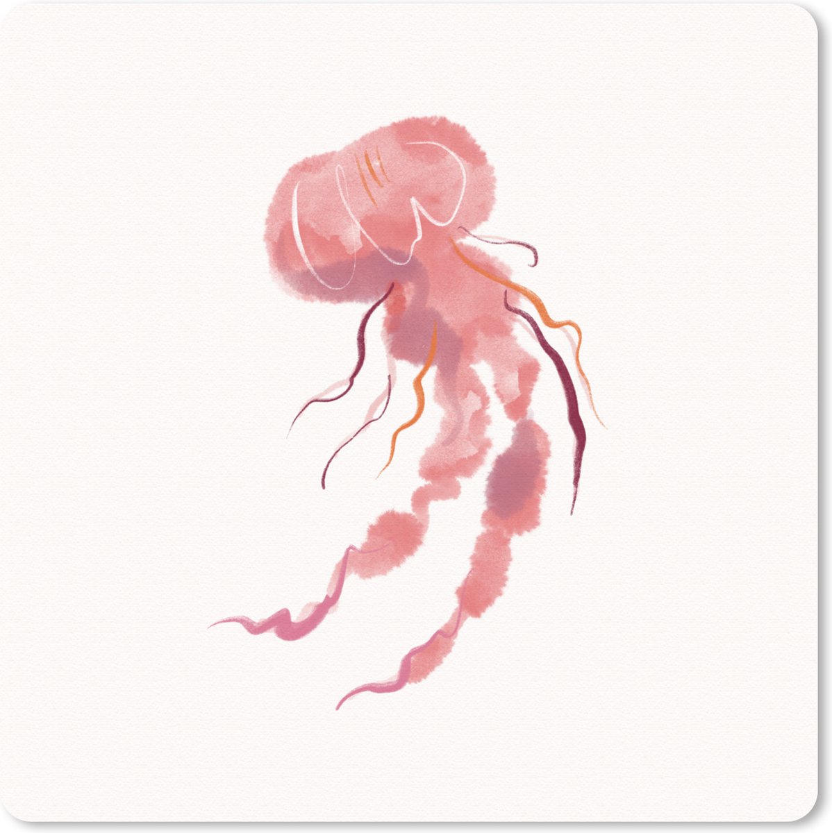 Muismat 30x30 cm - Mousepad Kwal - Roze - Waterverf - Muismatten