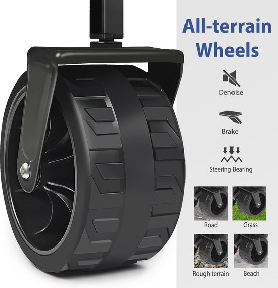 Opvouwbare Bolderkar met Rem en Brede Wielen - Outdoor Handwagen tot 120 kg Draagkracht van Green Lawn. — afbeelding 2