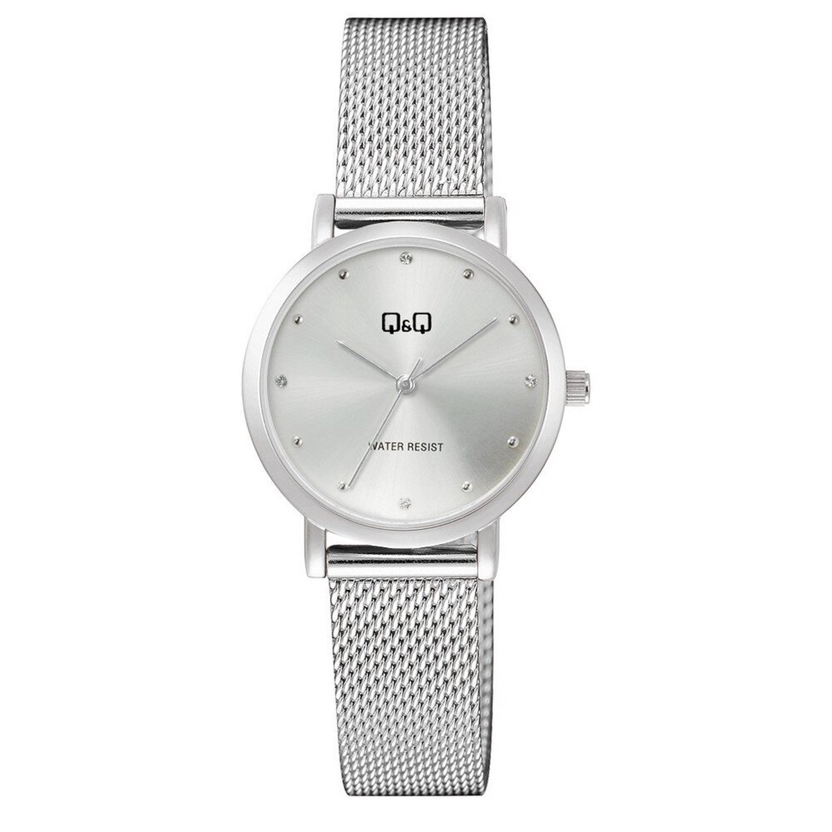 QQ C35A-005PY - Horloge - Polshorloge - Analoog - Vrouwen - Dames - Milanese-Mesh stalen band - Rond - Metaal - Stippen - Zilverkleurig