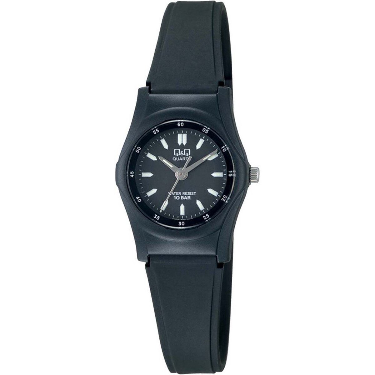 QQ VQ05J005Y - Horloge - Sport - Analoog - Dames - Vrouwen - Plastic band - Rond - Cijfers - Kunststof - Zwart