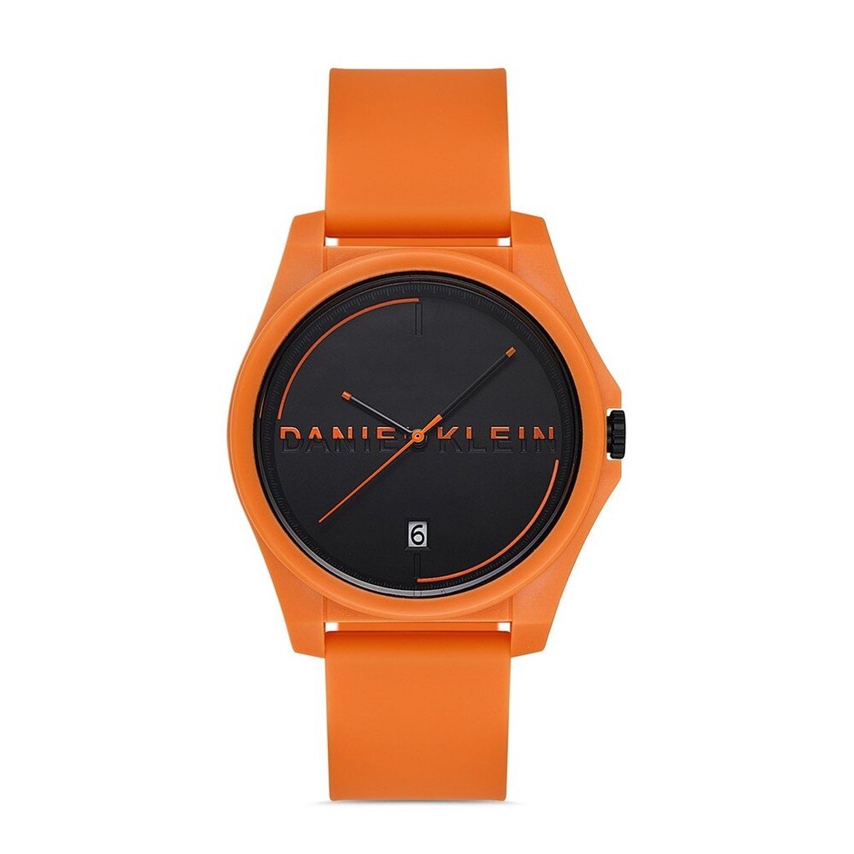 Daniel Klein DK.1.13193-4 - Horloge - Analoog - Mannen - Heren - siliconen band - Datumaanduiding - Oranje - Zwart