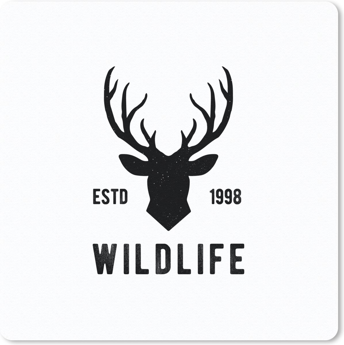 Muismat 30x30 cm - Mousepad Hert - Logo - Zwart - Wit - Muismatten