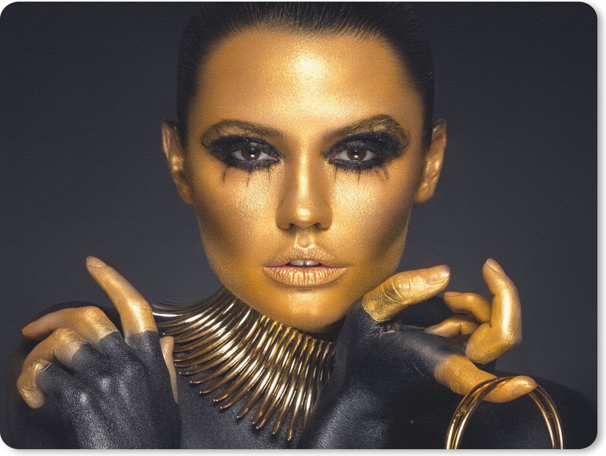 Muismat 23x19 cm - Mousepad Make up - Tas - Goud - Luxe - Vrouw - Muismatten