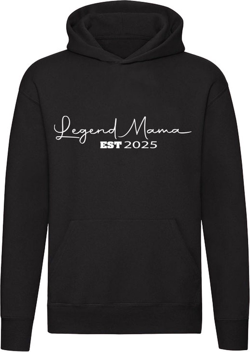 Legend Mama est 2025 Hoodie - moeder - bekend maken - zwanger - kindje - baby - in verwachting - zwangerschap - unisex - trui - sweater - capuchon
