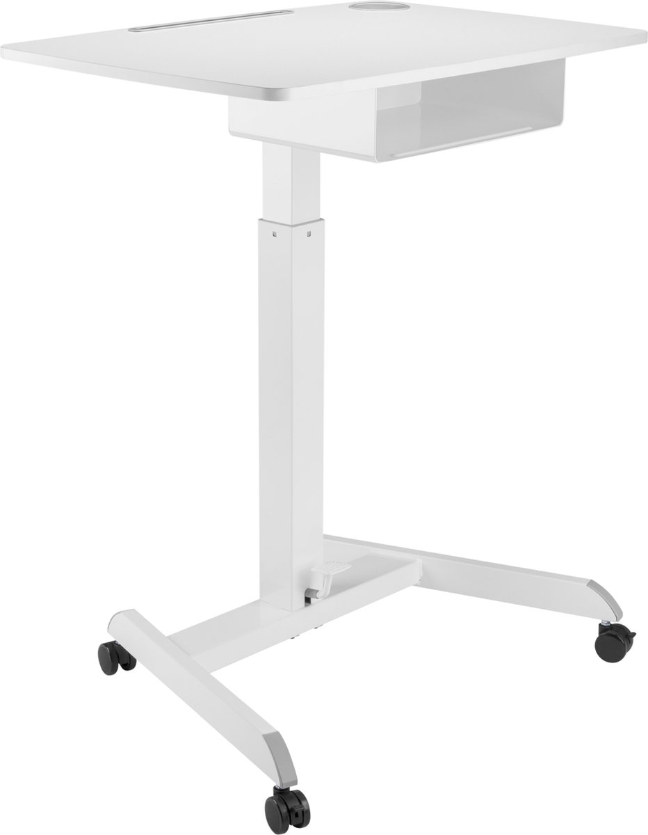 Worktrainer StudyFit - Klein zit-sta bureau - Hoogte 75.6 - 112.6 cm - Breedte 80 x 56 cm - Verrijdbaar - In hoogte verstelbaar - Wit