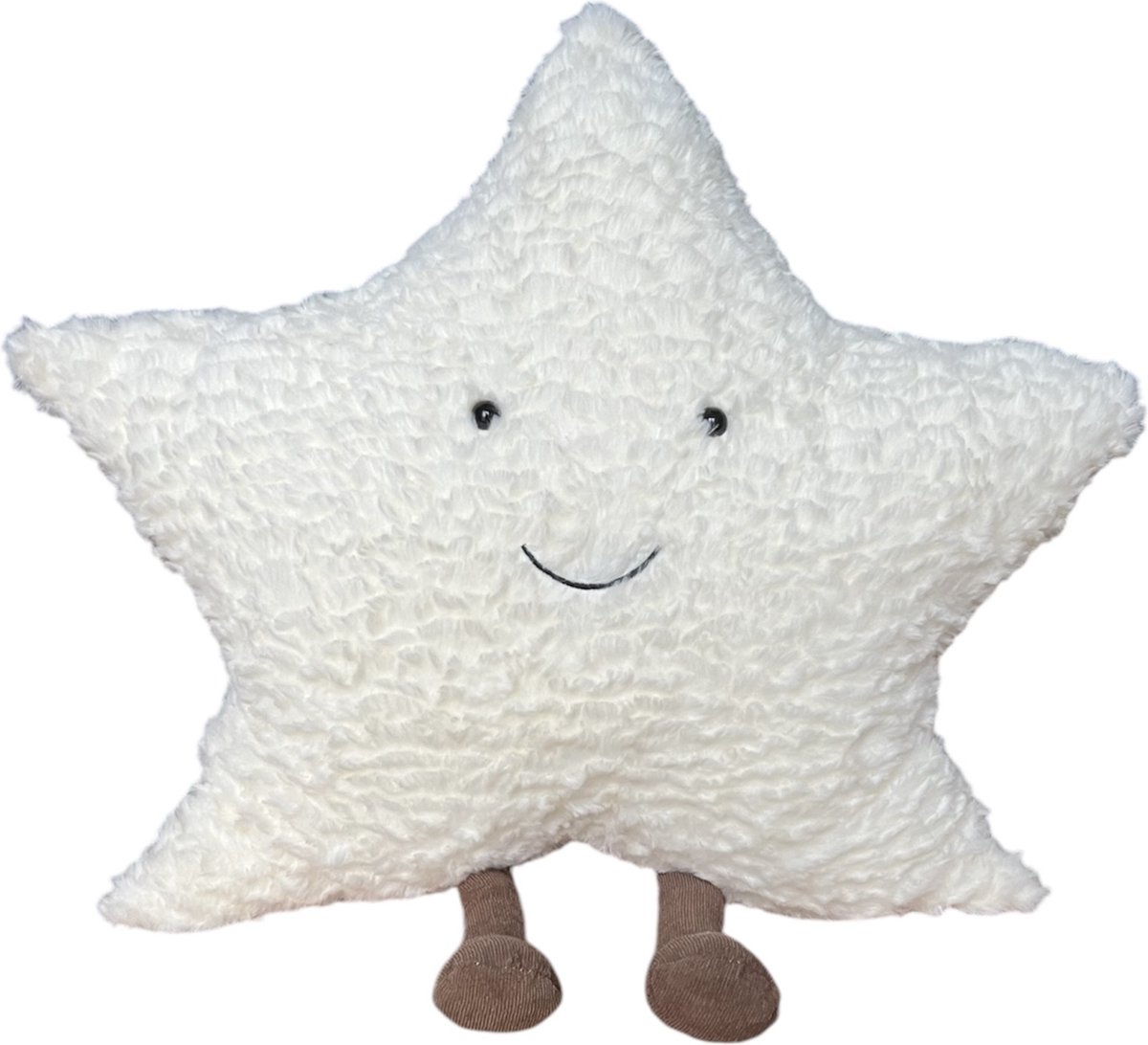 KimDo - Lachende Ster kussen - 60 cm - Wit - Babykamer Decoratie - Kraamcadeau - Knuffel