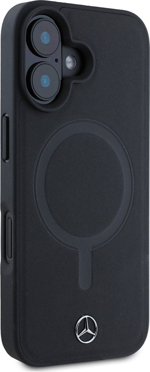 Mercedes-Benz Backcase hoesje geschikt voor iPhone 16 Plus - Effen Zwart - Leer van Merkloos — afbeelding 4