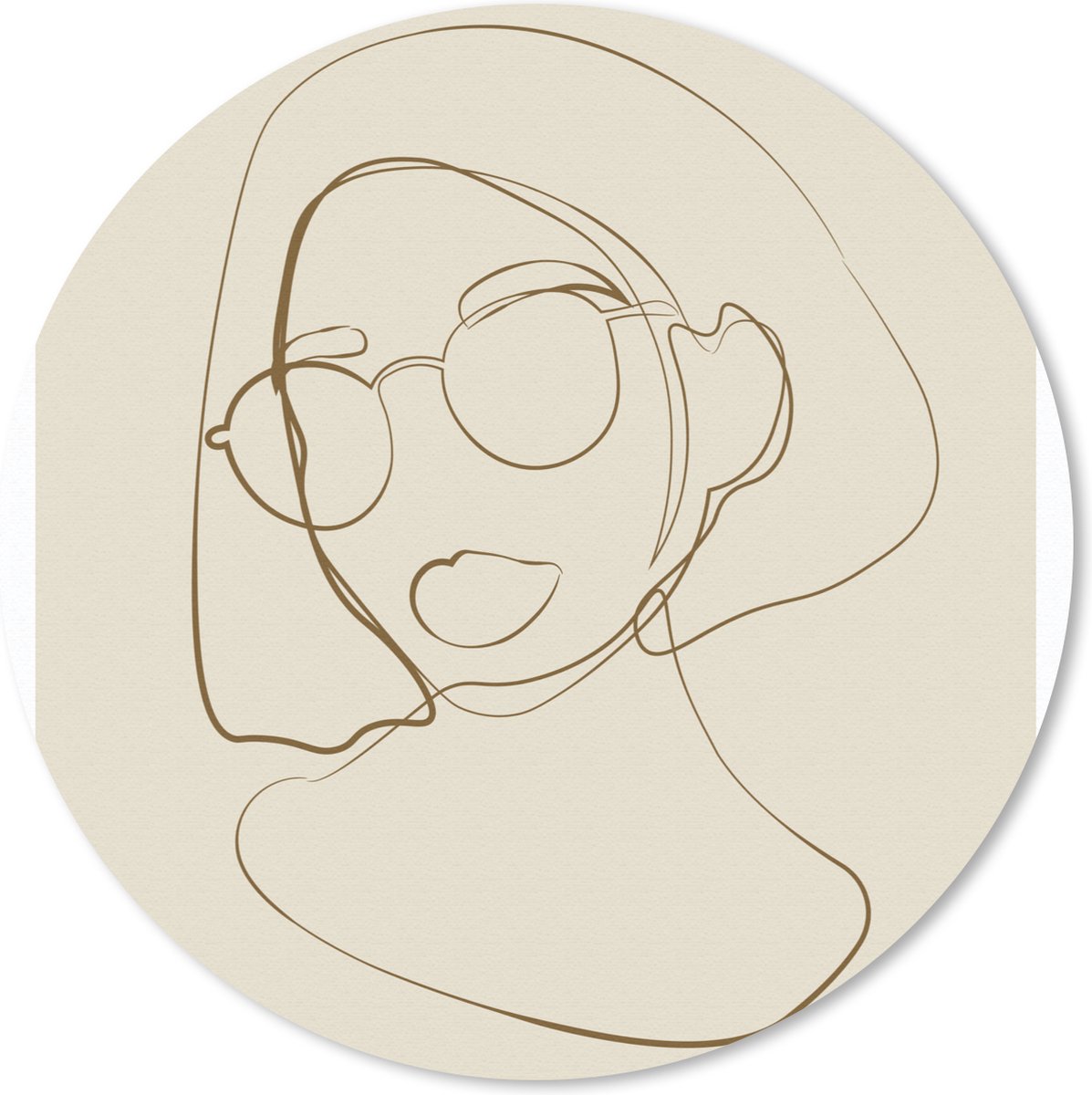 Muismat rond 20x20 cm - Mousepad Vrouw - Line art - Minimalisme - Ronde muismatten