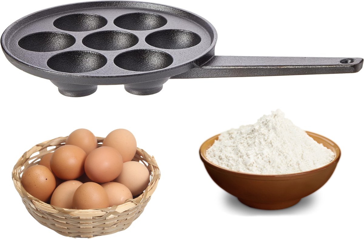Bol.com Poffertjespan Poffertjesmaker - Gietijzer - 7 Poffertjes Tegelijk - 20.5 cm aanbieding