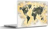 Laptop sticker - 17.3 inch - Wereldkaart - Krant - Goud - 40x30cm - Laptopstickers - Laptop skin - Cover