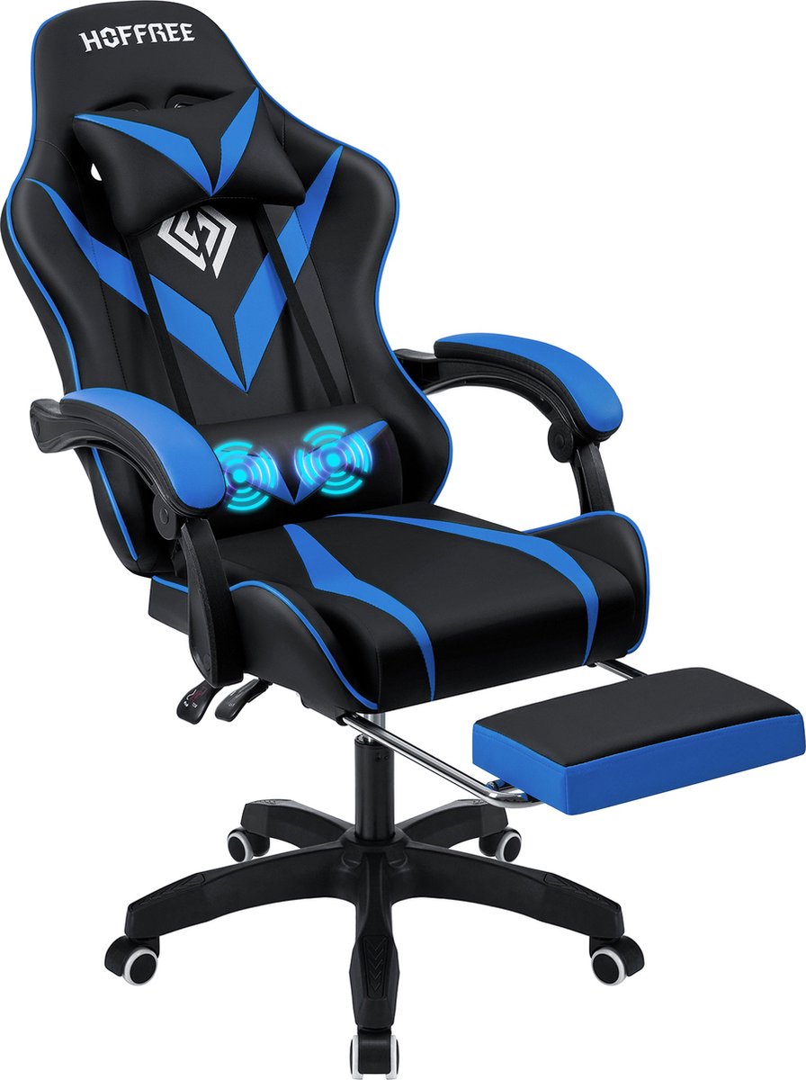 Gamingstoel ComfortPro Bureaustoel Blauw met Voetsteun