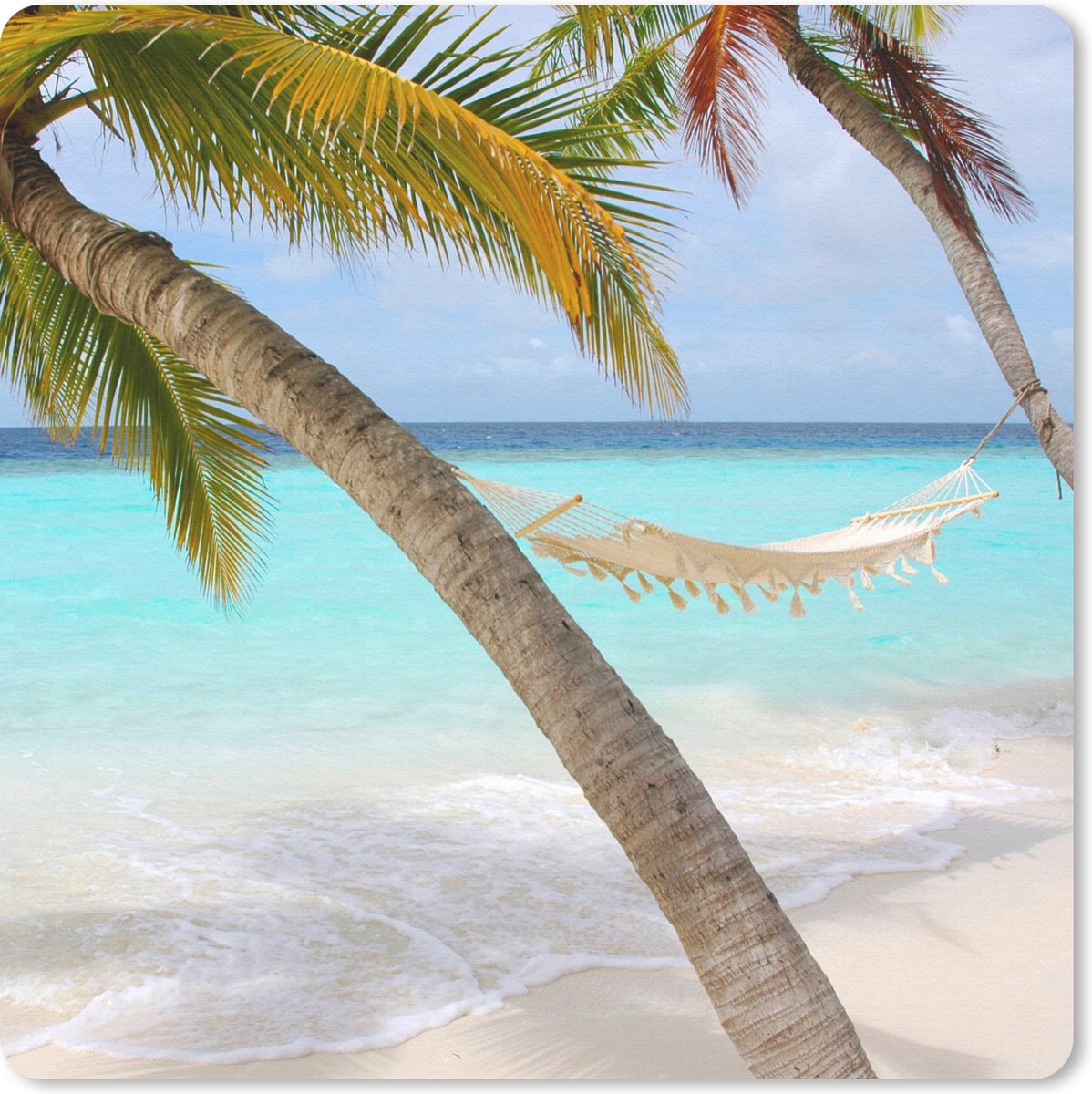Muismat 20x20 cm - Mousepad Zomer - Palmboom - Hangmat - Muismatten