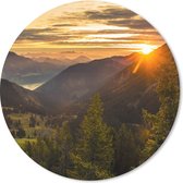 Muismat - Mousepad - Rond - Alpen - Berg - Zon - 50x50 cm - Ronde muismat