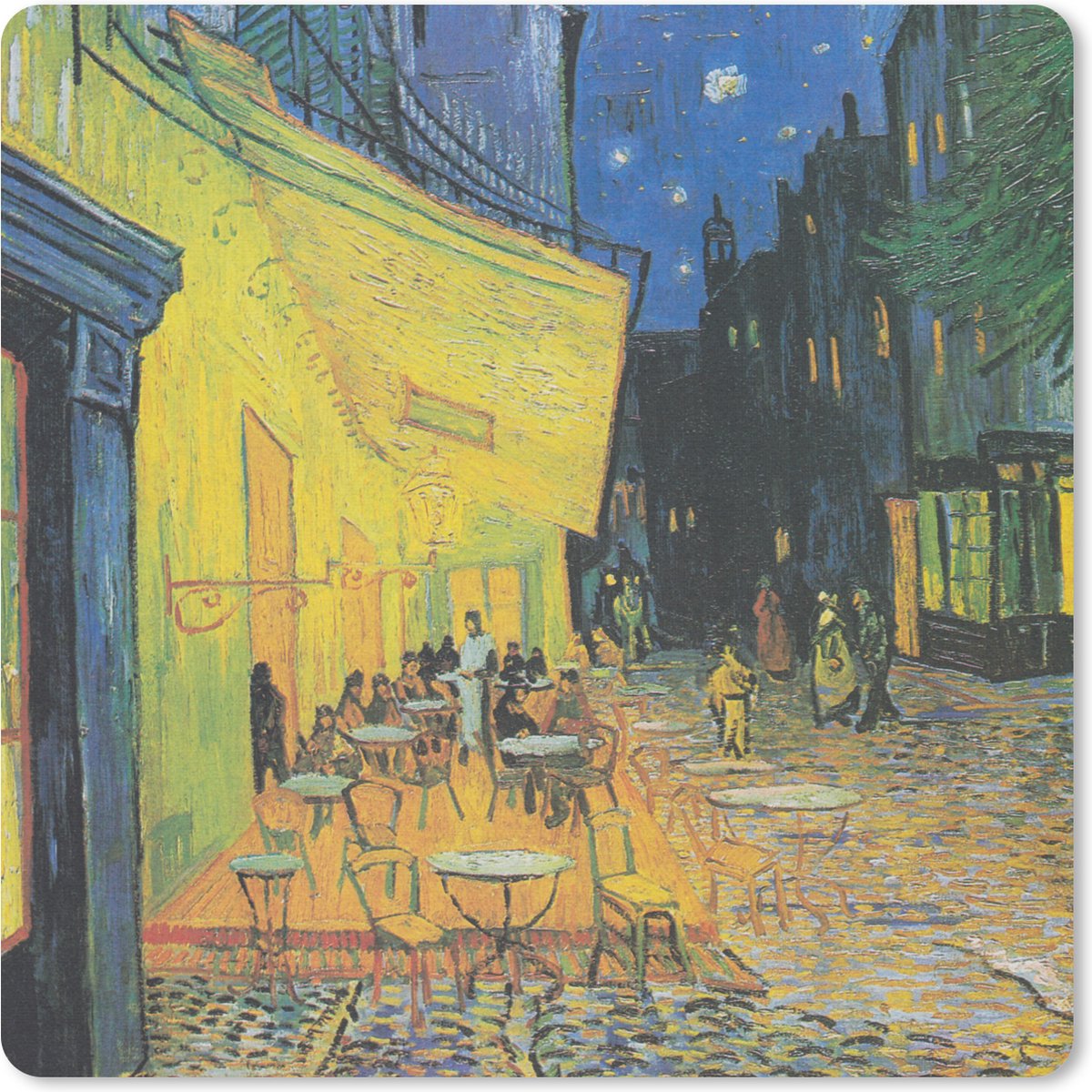 Muismat 20x20 cm - Mousepad Caféterras bij nacht - Vincent van Gogh - Muismatten