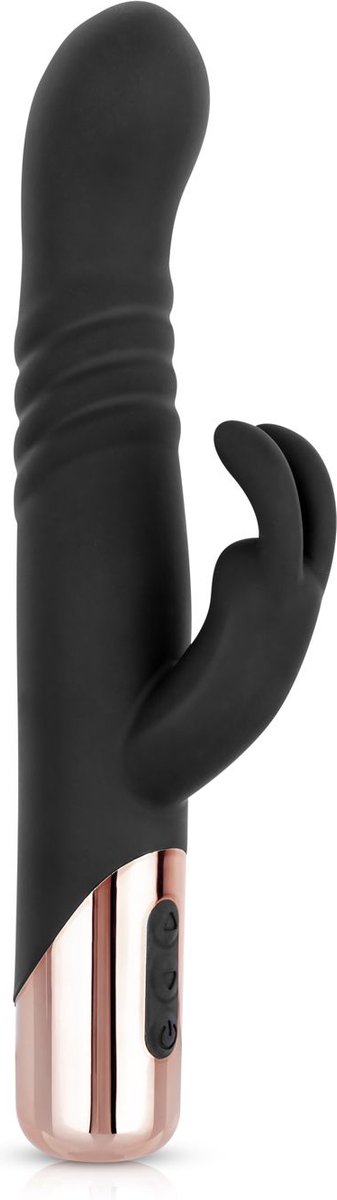 Rosy Gold - Rabbit Vibrator Met Stootfunctie - Zwart