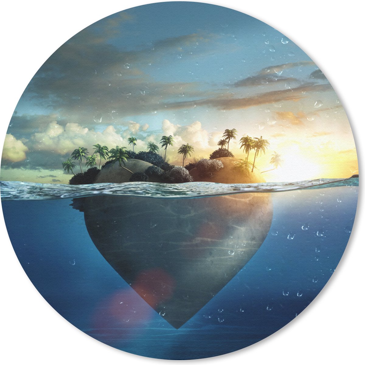 Muismat rond 30x30 cm - Mousepad Zee - Eiland - Hart - Ronde muismatten