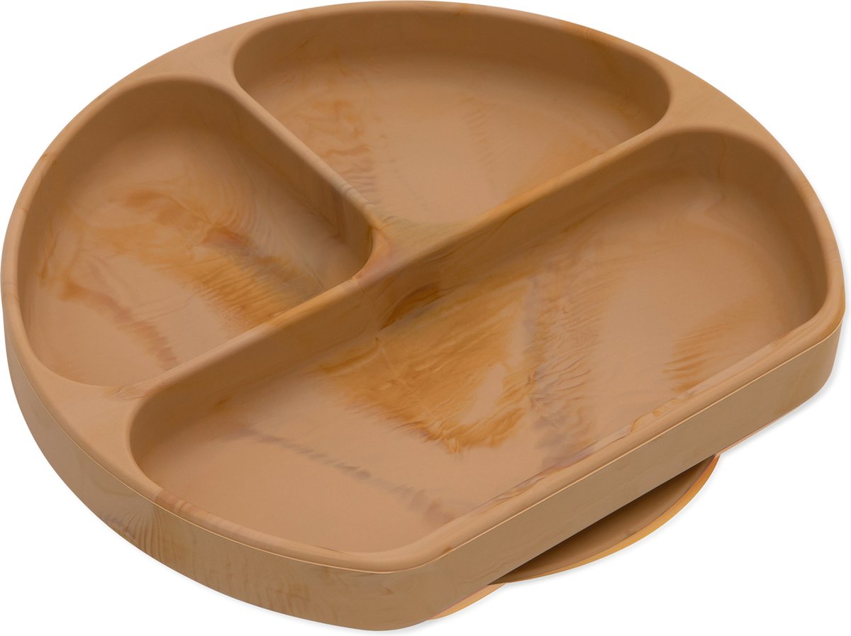 Goedkoopste Bumkins - Siliconen vakjesbord met zuignap (3 vaks) - Houtnerf