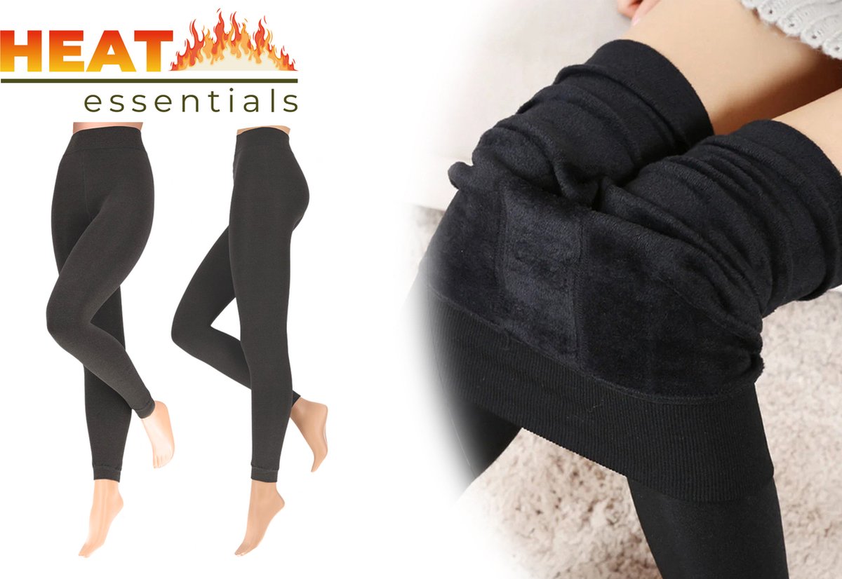 Heat Essentials - Fleece Legging Dames - Donkergrijs - L/XL - 1 Pack - Gevoerde Legging Dames - Blikdicht - TikTok Legging - Fleece Panty