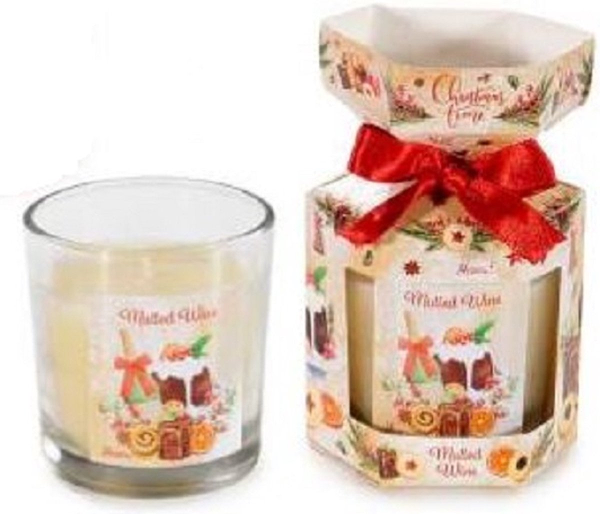 Geurkaars - kerstgeur - kerst geur - appel - kaneel - kruidnagel - gluhwein - 24 branduren - set van 2 - kerstverpakking – foto 3