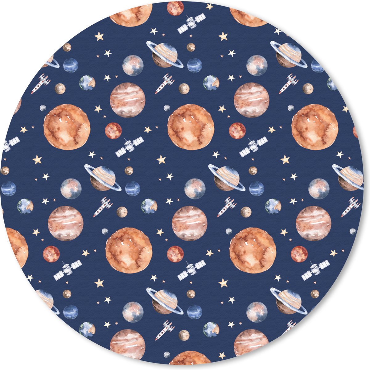 Muismat rond 40x40 cm - Mousepad Ruimte - Planeten - Patroon - Kids - Kinderen - Jongens - Kindje - Ronde muismatten