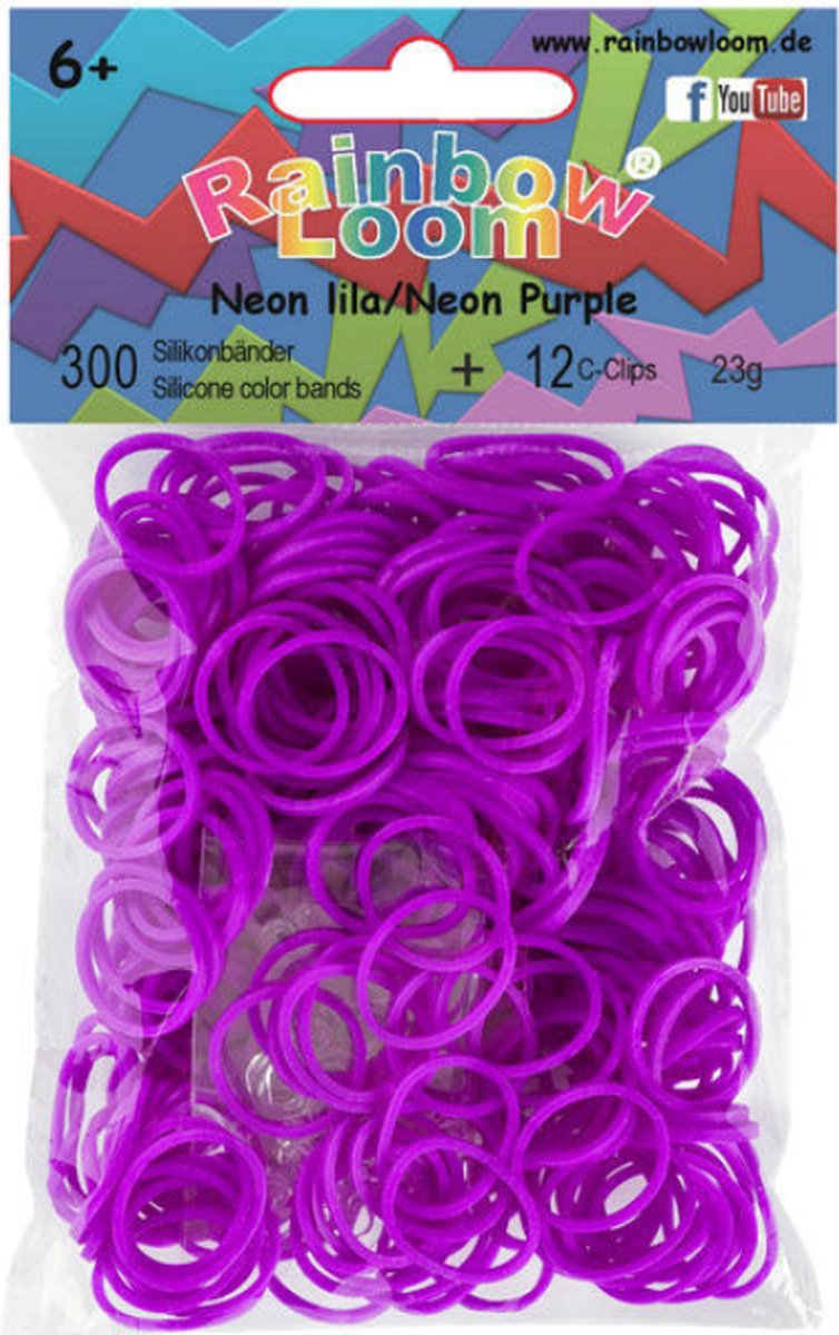 Rainbow Loom Elastiekjes - Neon Purple - 300 stuks - Voor 8+ jaar