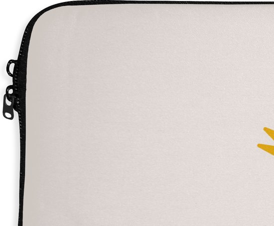 Laptophoes 13 inch - Vrouw - Monstera - Kroon - Portret - Laptop sleeve - Binnenmaat 32x22,5 cm - Zwarte achterkant