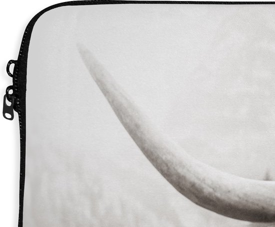 Housse pour ordinateur portable 17 pouces - Highlander écossais - Animaux - Zwart - Wit - Housse pour ordinateur portable - Dimensions intérieures 42,5 x 30 cm - Dos noir