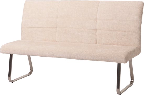 Canapé MCW-G55, canapé de salle à manger, tissu inox brossé/textile chenille Oeko-Tex, 160cm ~ crème