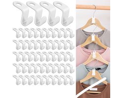 50 Stuks - Kapstokhaak - Kledinghanger Connector Haken - Jashaak - Ophanghaken - Deur Haken - Handdoekhaakjes - Wit - Hanger Verleng Clips - plastic - 12*12*5cm - voor Heavy Duty Outfit Hangers Cascading Hanger Haken - Ruimtebesparende Organizer als