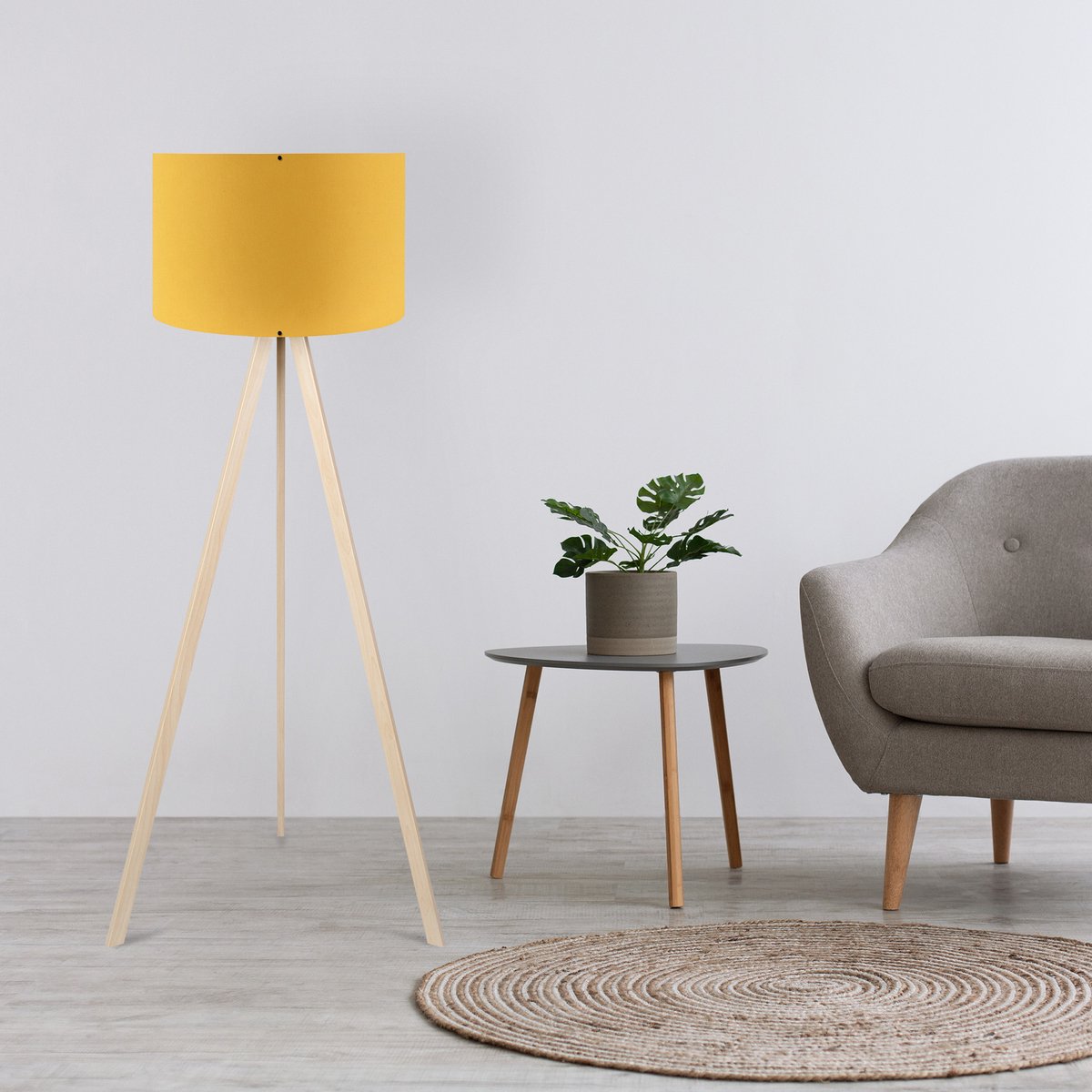 Asir - Vloerlamp - Geel & Crème - 38 x 140 cm