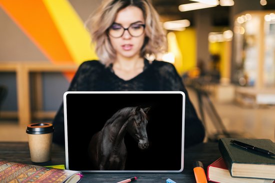 Sticker ordinateur portable - 12,3 pouces - Cheval - Animal - Zwart
