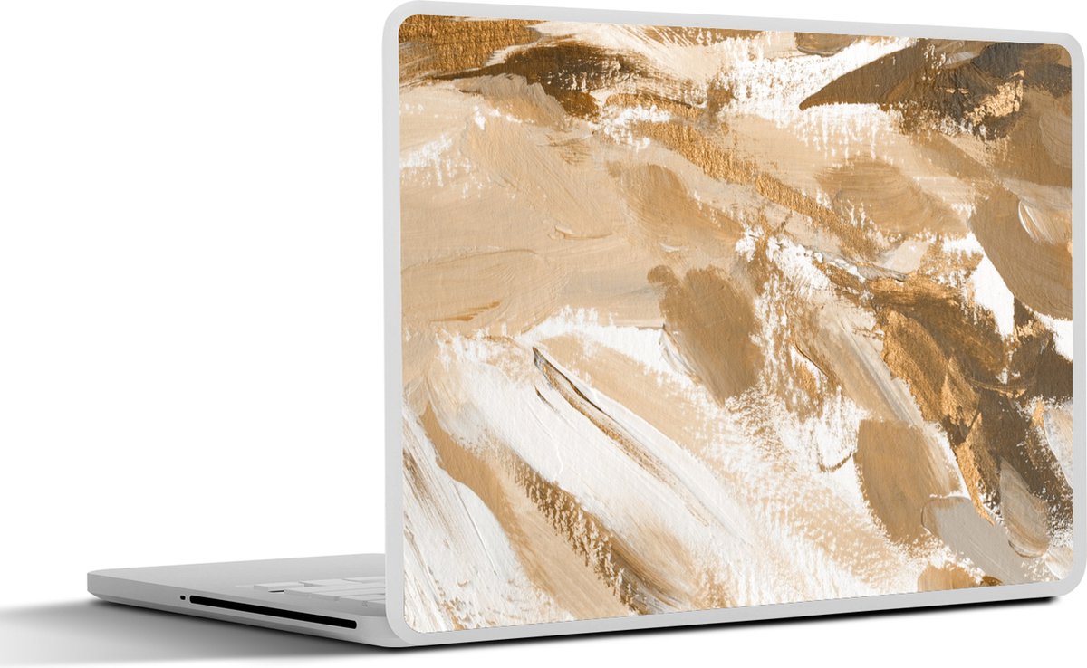 Laptop sticker - 10.1 inch - Verf - Bruin - Grijs - 25x18cm - Laptopstickers - Laptop skin - Cover