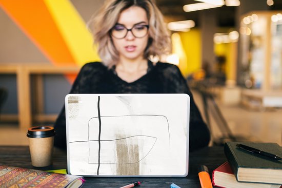 Sticker ordinateur portable - 12,3 pouces - Peinture - Zwart - Wit