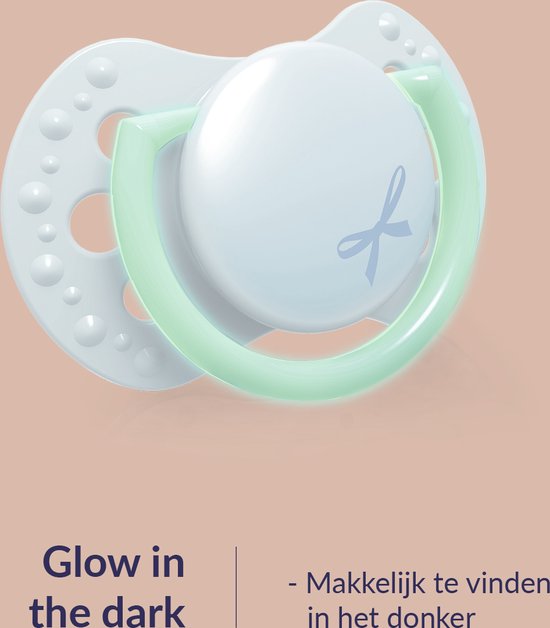 Difrax LOVI Dynamische Fopspeen - Newborn - Lichtblauw & Glow in the dark - 2 Stuks van Merkloos — afbeelding 4