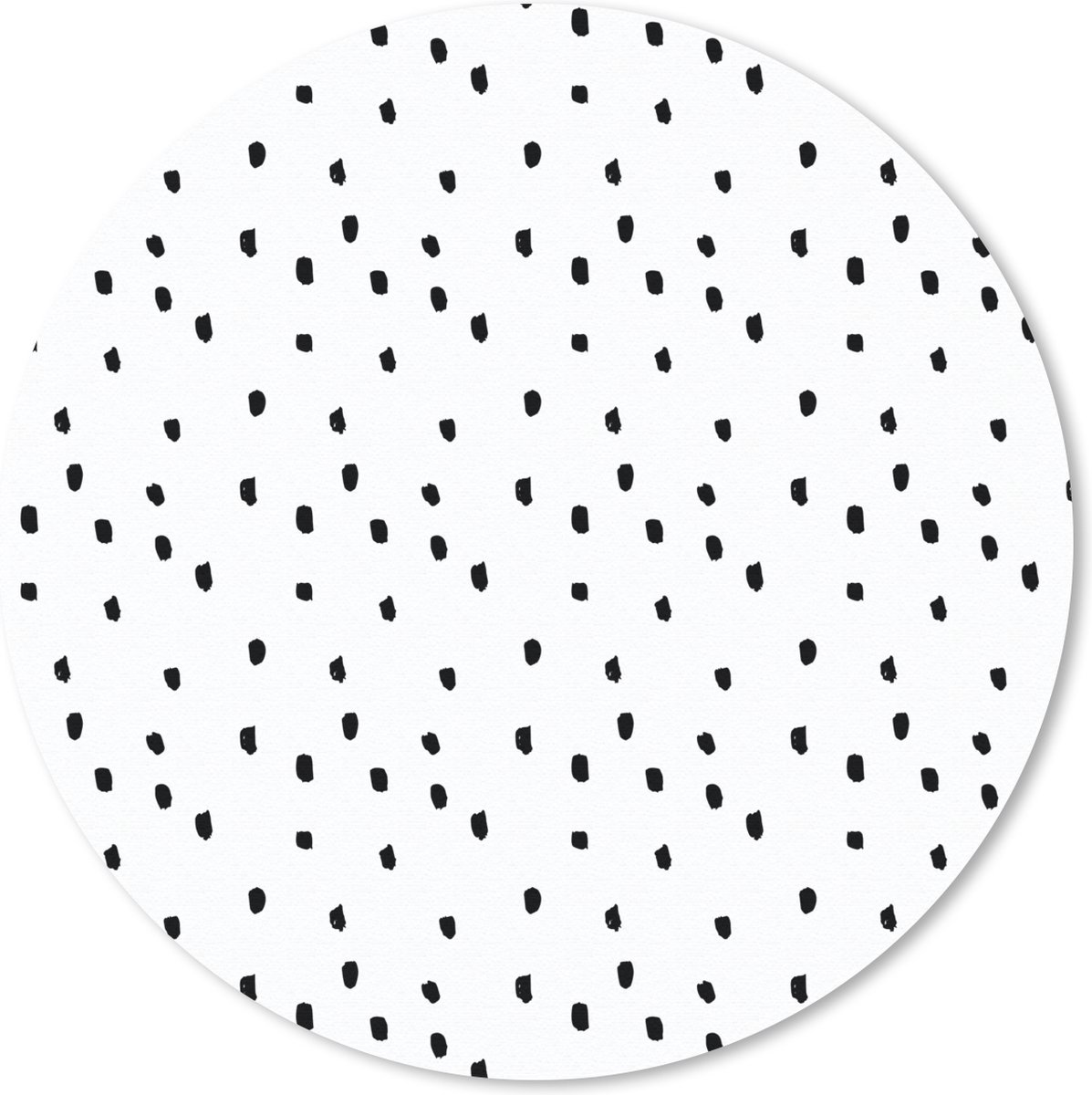 Muismat rond 30x30 cm - Mousepad Zwart - Stippen - Design - Wit - Ronde muismatten