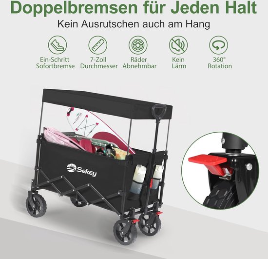 Opvouwbare Handkar voor Kinderen met Dak - 150L 150KG - Ideaal voor Strand, Kamperen en Excursies van Impact Items — afbeelding 5