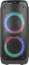QONOS Bluetooth Speaker Partybox - Draadloos - 1 Microfoon - LED Verlichting - Karaoke - Radio - 120W - Zwart