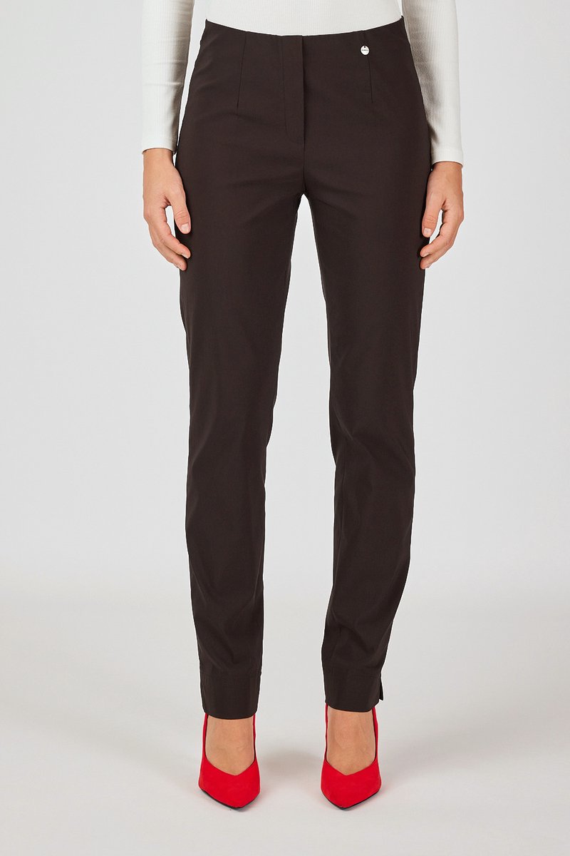Robell Marie Dames Comfort Stretch Broek - Donker Bruin - Maat 50
