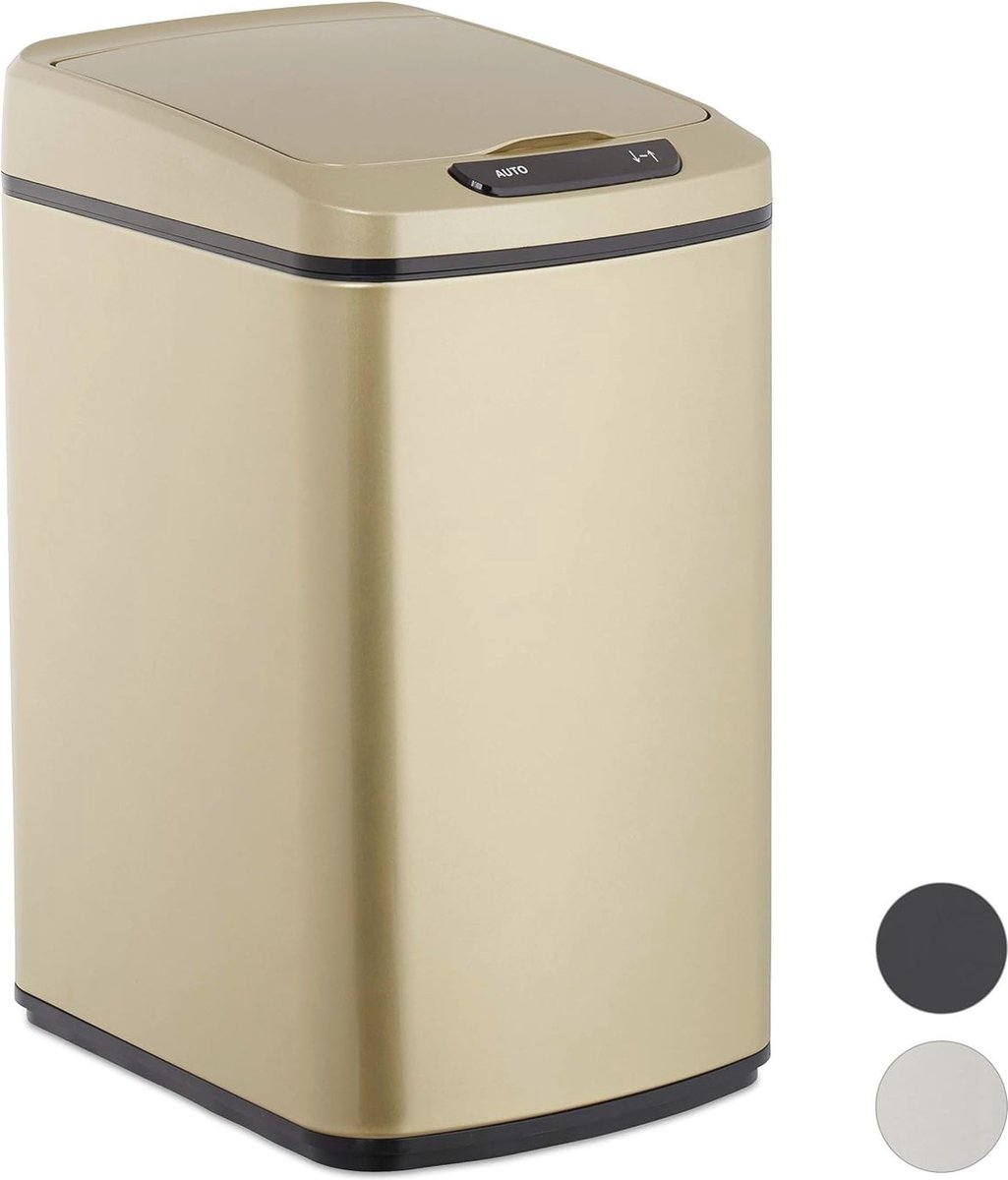 Automatische hoekige prullenbak 12L met deksel en binnenemmer - Ideaal voor keuken en badkamer