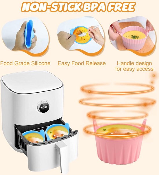 6 stuks siliconen vormen voor airfryers, eiervorm