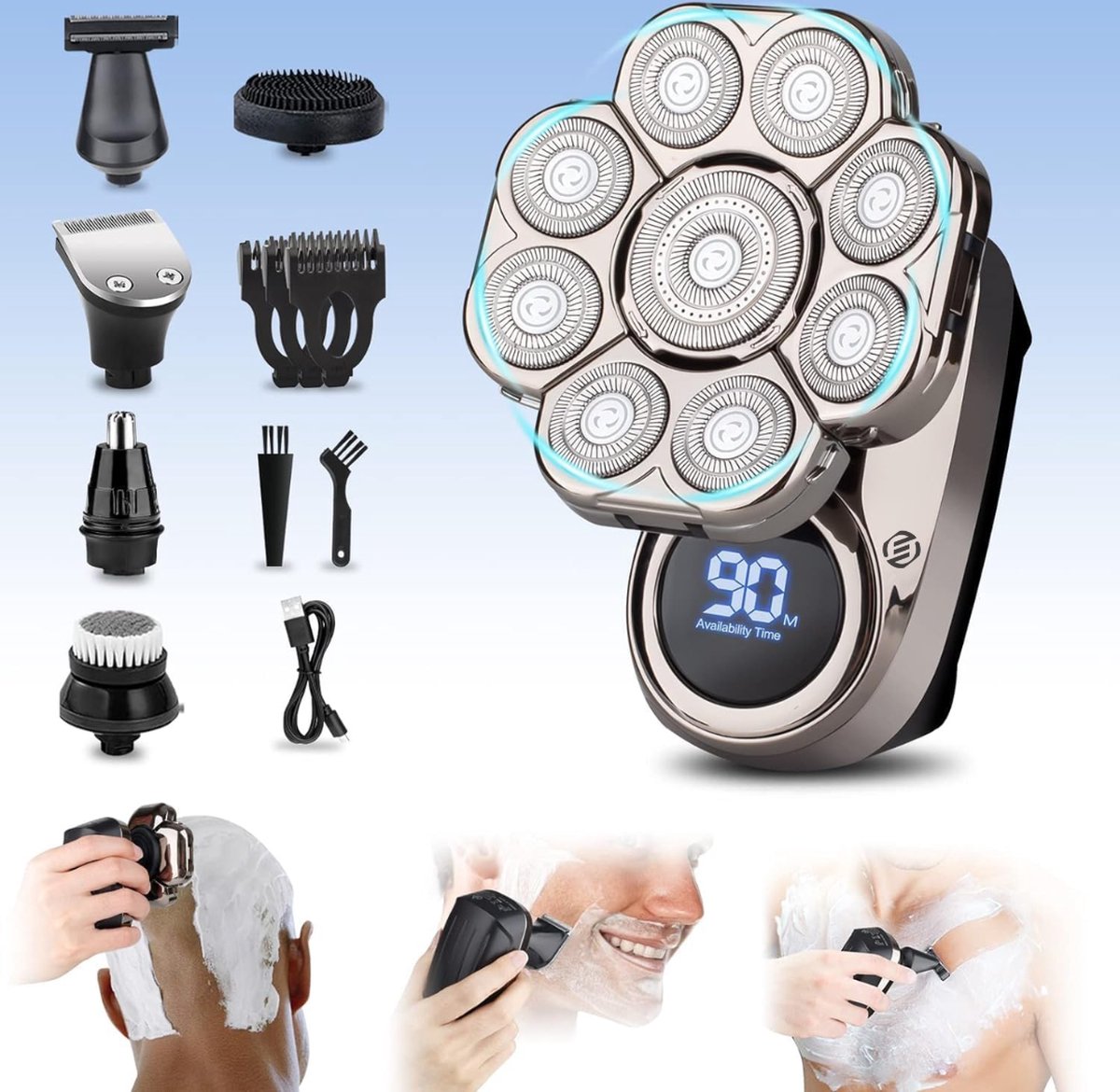 Equivera Skull Shaver Scheerapparaat heren Hoofd Kaal Scheren Multifunctioneel Scheerapparaat